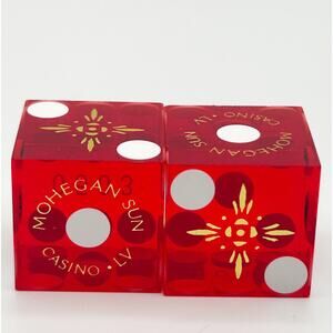 Mohegan Sun Red Casino Dice Las Vegas Matching #0503”Bone” Cancelled Dice RARE